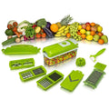 Miracle 12-in-1 Vegetable Chopper & Mandoline Slicer – Multipurpose Dicer, Grater, and Peeler Set with Container – Professional Kitchen Salad Tool for Onion, Potato, and Garlic (Green)