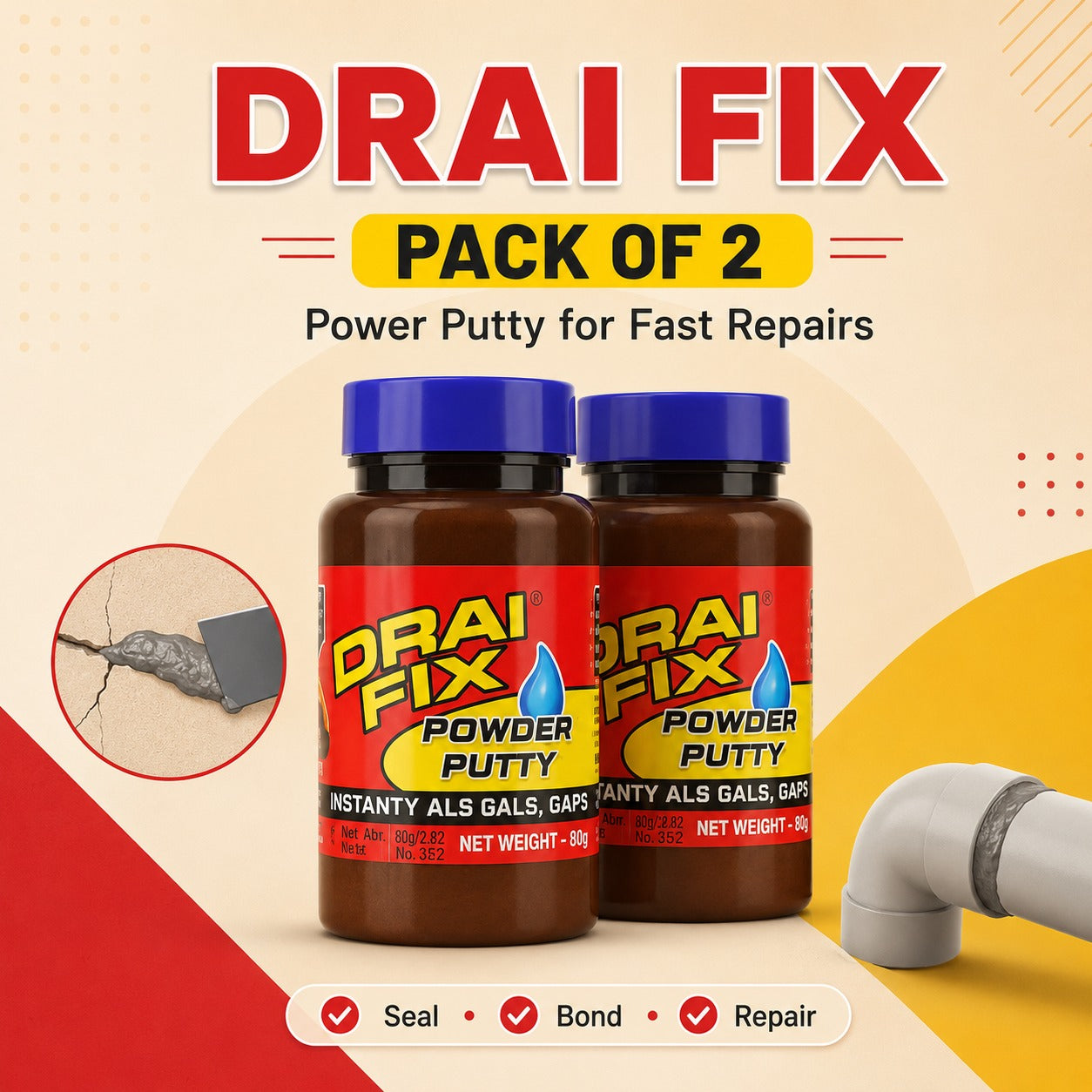 Drai Fix Powder Putty (Pack of 2)